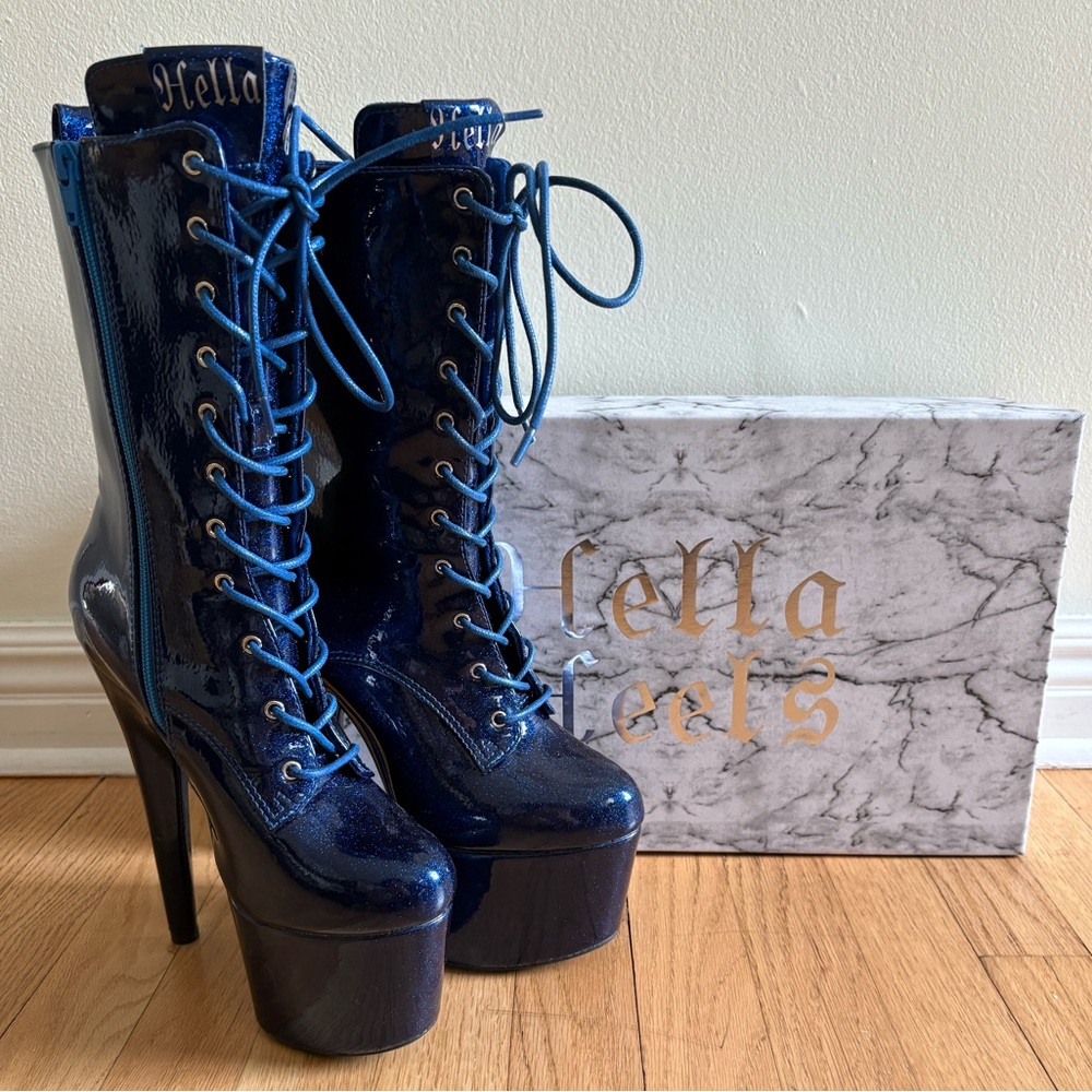 The Glitterati Boot - Skinny Dipping - 7 INCH, Hella Heels, Never Worn